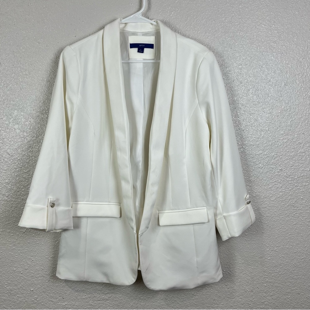 Apt. 9 Women's White Open Front Blazer